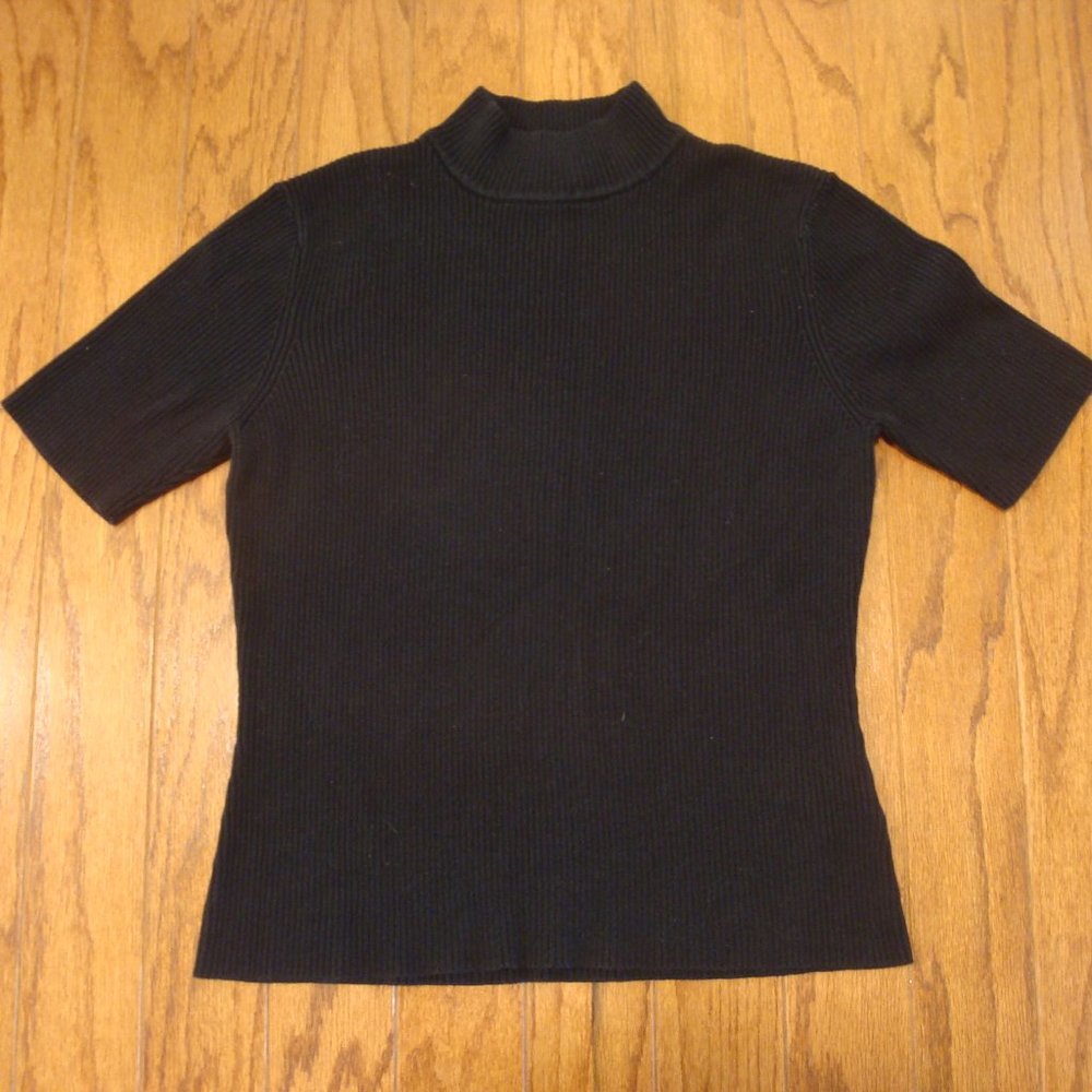 Worthington Essentials Women's Medium Mock Neck Sweater T Shirt Black